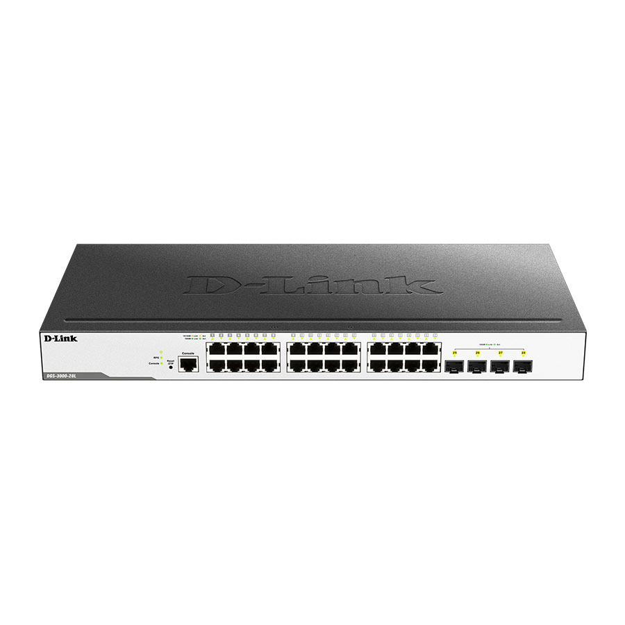 D-Link 24 10/100/1000 Mbps Ports plus 4 SFP Ports Managed L2 Metro Ethernet Gigabit Switch