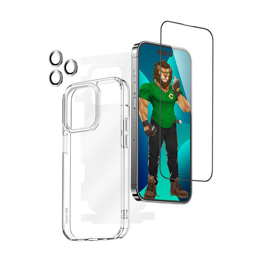 Green 4 in 1 360° HD Protection Pack for iPhone 14 Pro Max ( 6.7" ) - Black