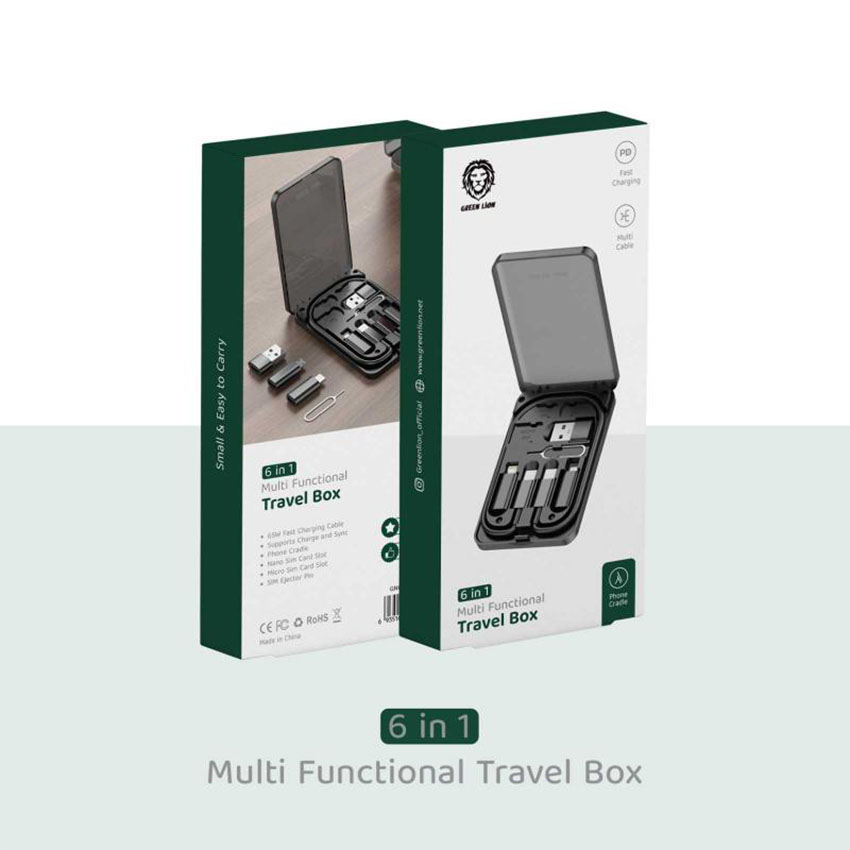 Green Lion 6 in 1 MultI Functional Travel Box - Black