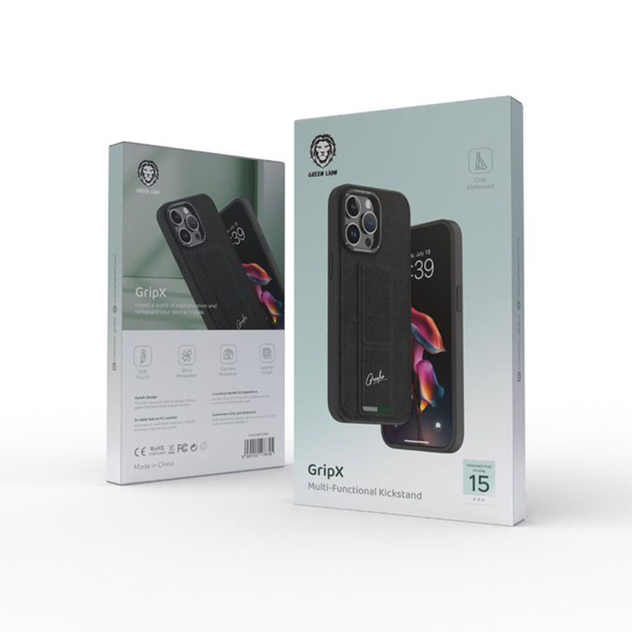 Green Lion GripX Case with Kickstand for iPhone 15 Pro