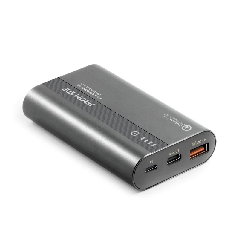 Promate 10000mAh Ultra-Fast Charging Power Bank with 18Watt Power Delivery