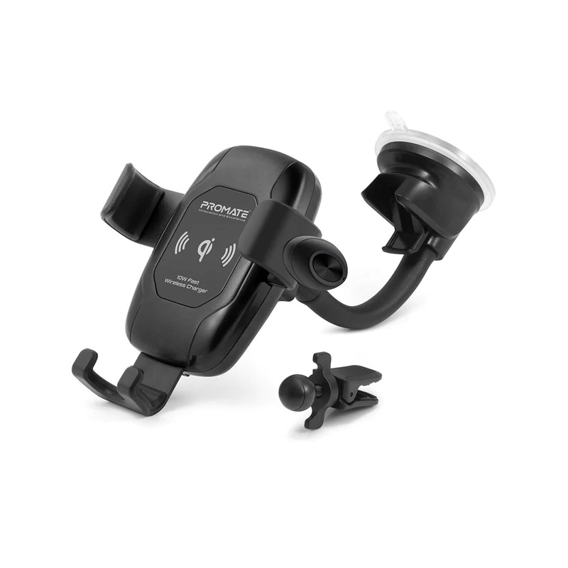 Promate 10W QI Wireless Charging Auto Kit with Mono Earphone