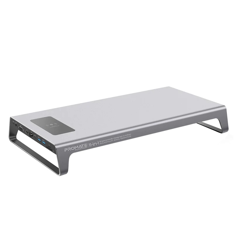 Promate 11-IN-1 Aluminium Alloy Desk Hub with 87W Power Delivery