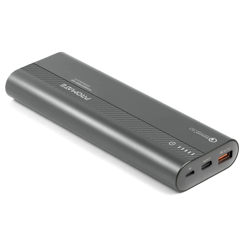 Promate 20000mAh Ultra-Fast Charging Power Bank with 18Watt Power Delivery and QC 3.0