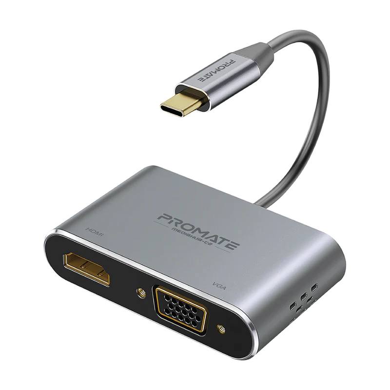 Promate 3-in-1 Type-C Multi-Port Adapter USB-C, HDMI and USB 3.0