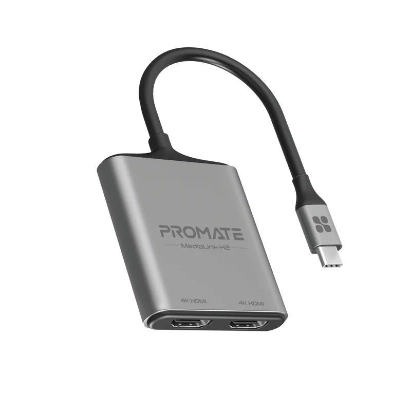 Promate 4K High Definition USB-C to Dual HDMI Adapter