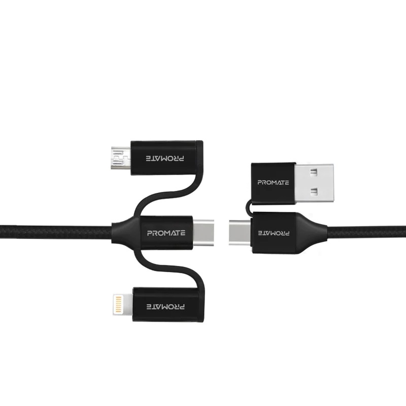 Promate 6- in1 Hybrid Multi-Connector Cable for Charging & Data Transfer