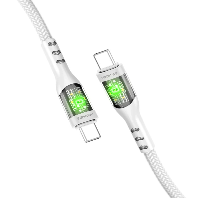Promate 60W Power Delivery Ultra-Fast USB-C Transparent Cable