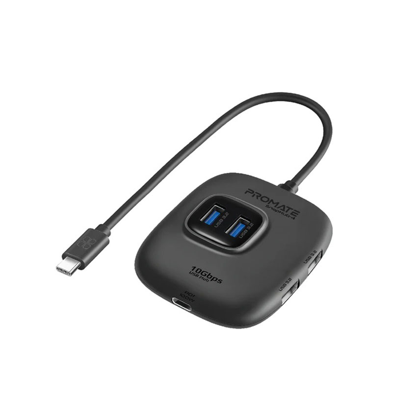 Promate Compact Multiport USB 3.2 Hub with 4 USB Data Ports