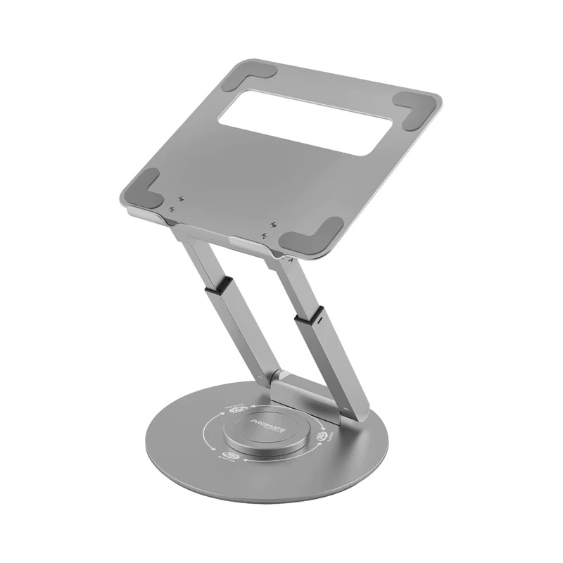 Promate Height Adjustable Metallic Laptop Riser Stand, Grey