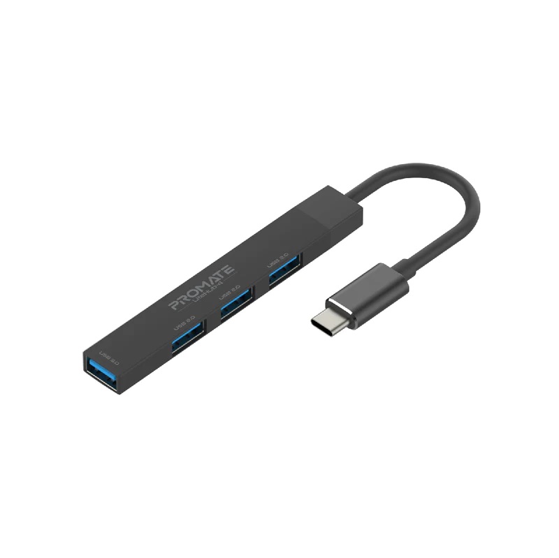 Promate USB-C Hub with 4 USB Ports, USB-C to USB-A Adapter